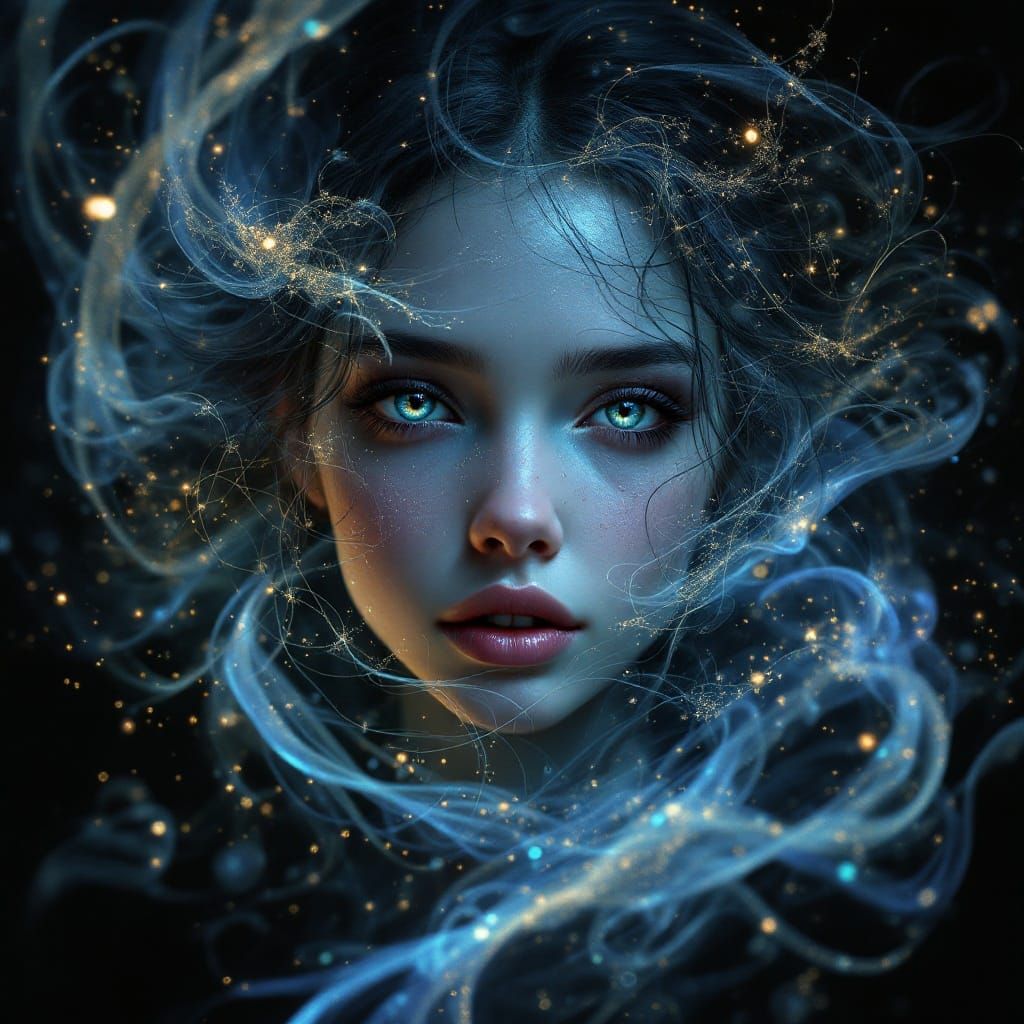 Mystical Girl in Iridescent Haze