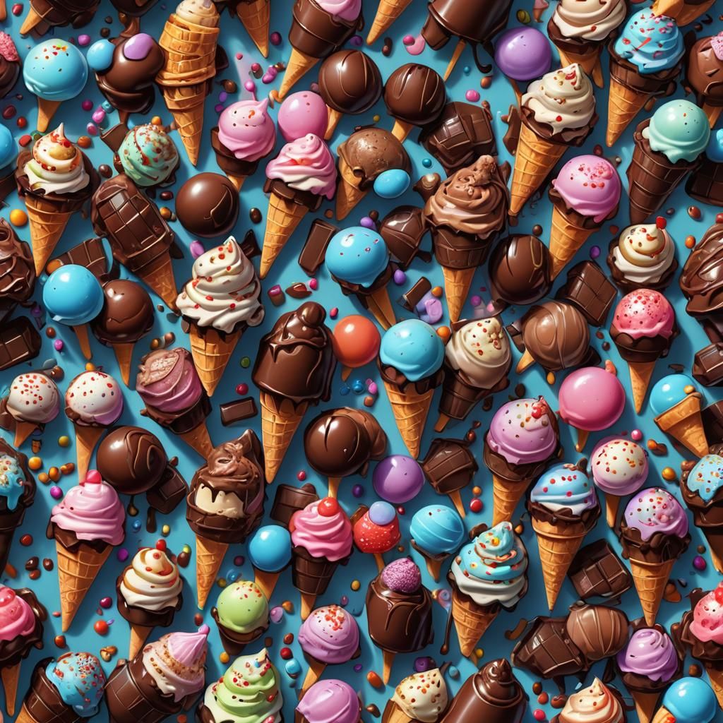 Hyperrealistic Chocolate Ice Cream in Candy Art Style
