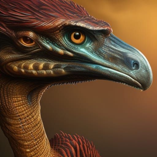 Detailed Dakotaraptor Face in Fantasy Concept Art