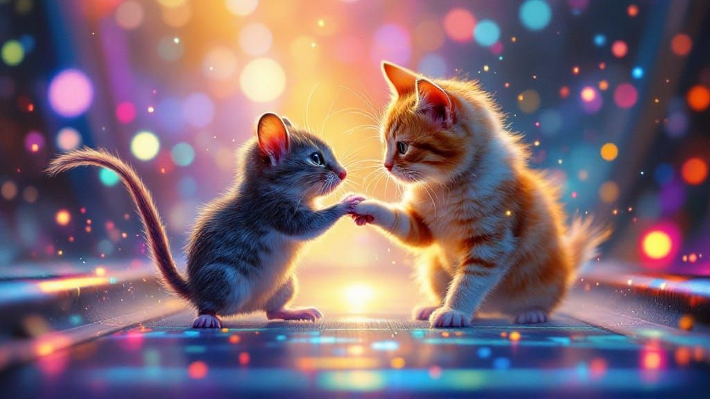 Synchronized Whiskers in Vibrant Hyper-Realism