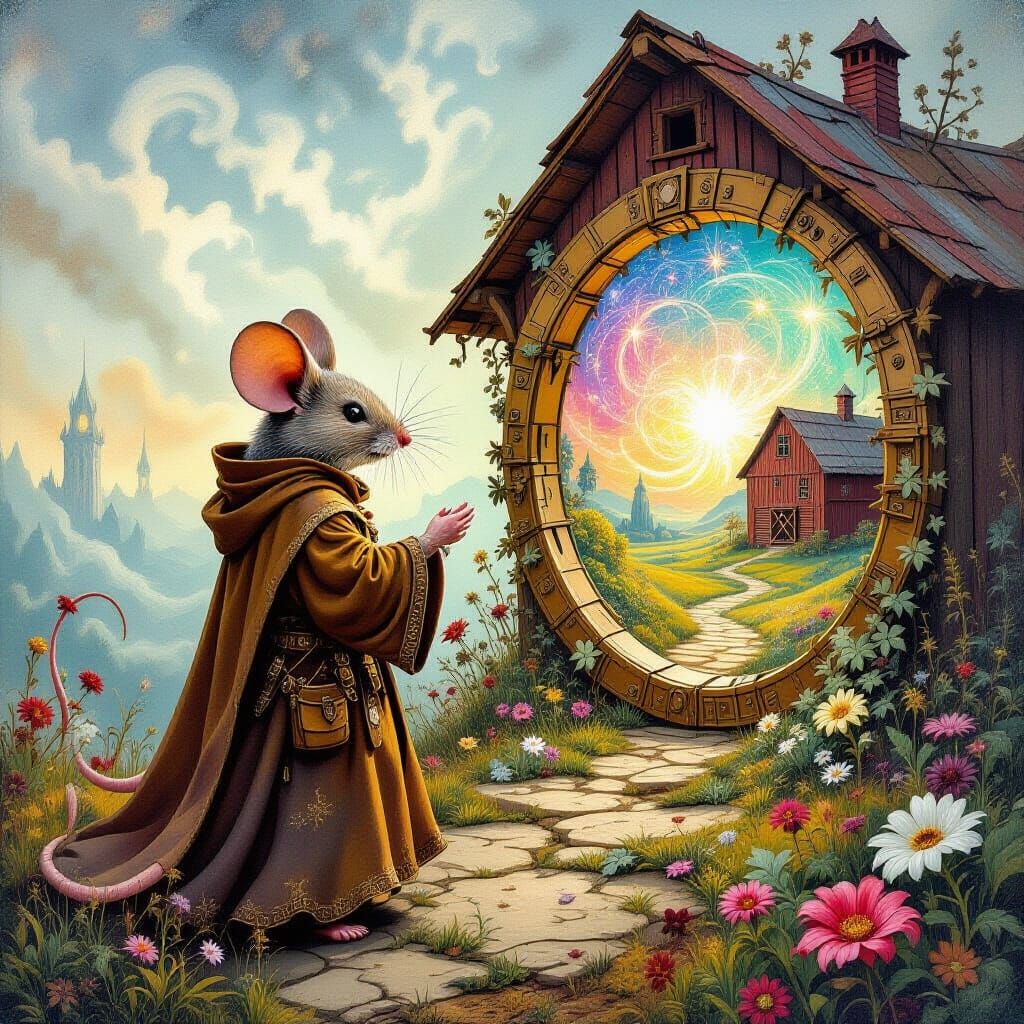 Mouse Mage Opens Portal to Betelgeuse in Bosch Style