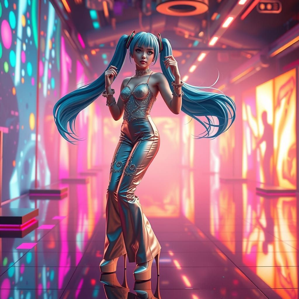 Hatsune Miku Shines in Retro-Futuristic Disco Style