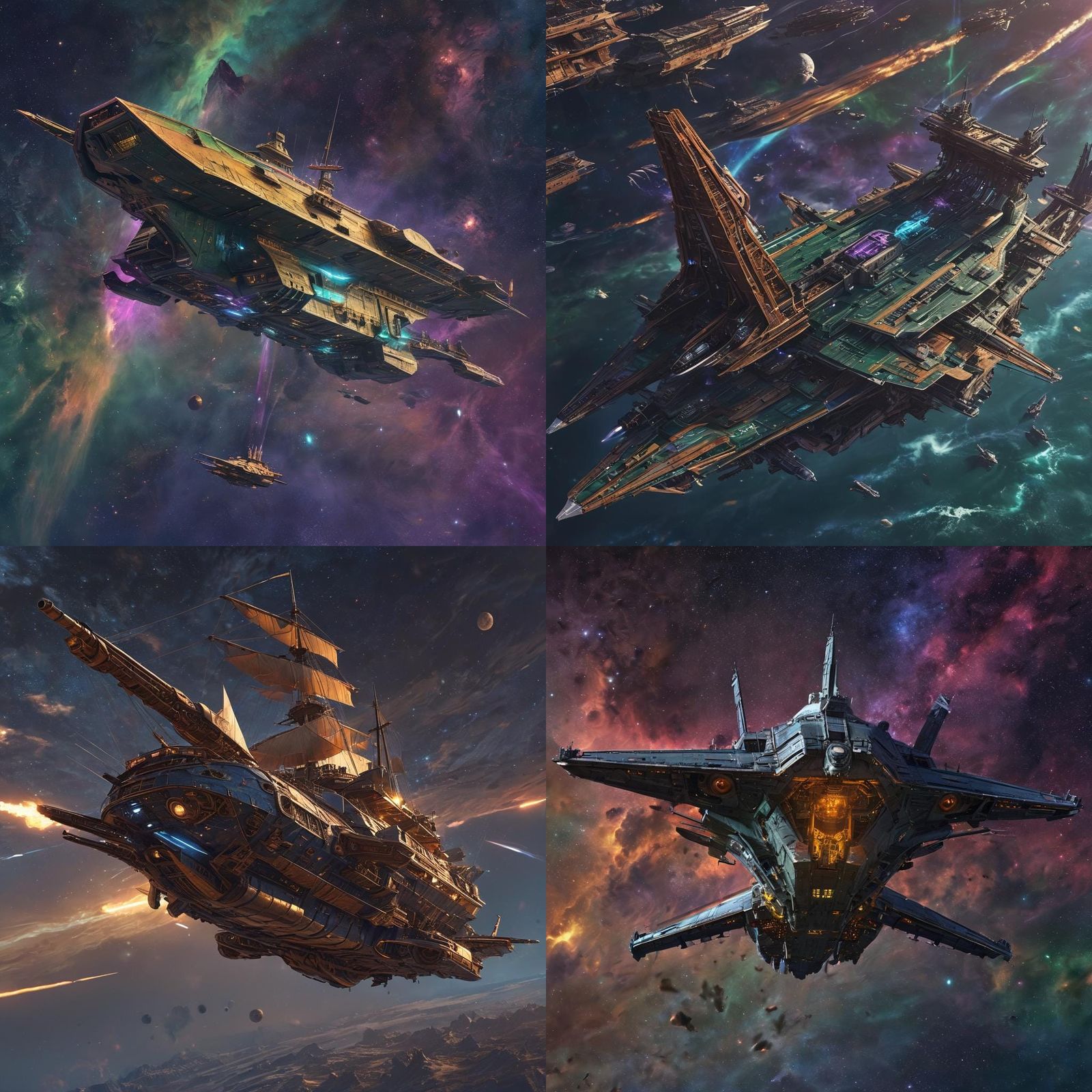 Spelljammer Ship in Space: Detailed Matte Painting