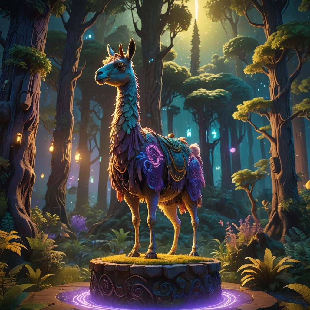 Loot Llama in Fantasy Forest, Unreal Engine 5 Style
