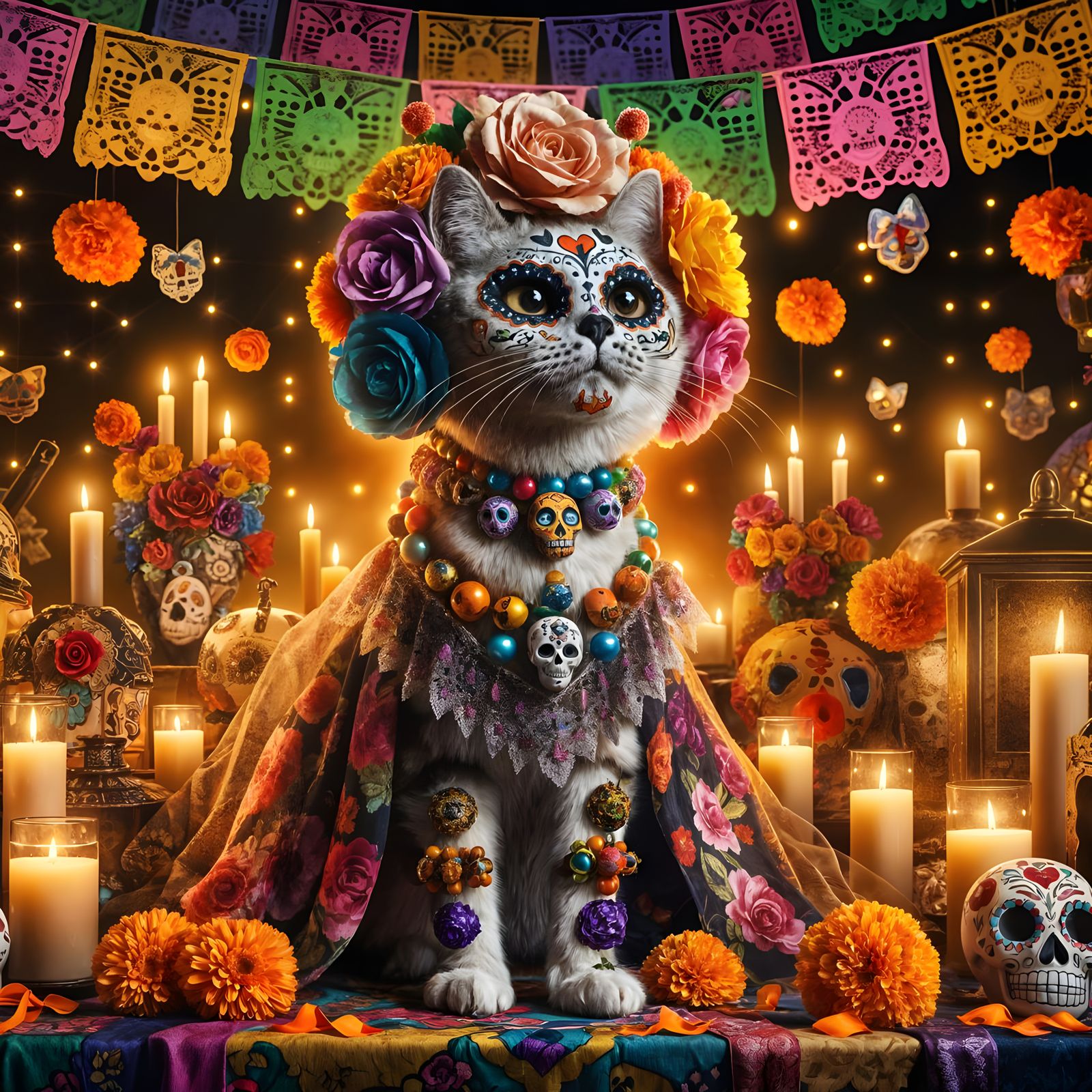 Day of the Dead Cat in Costume