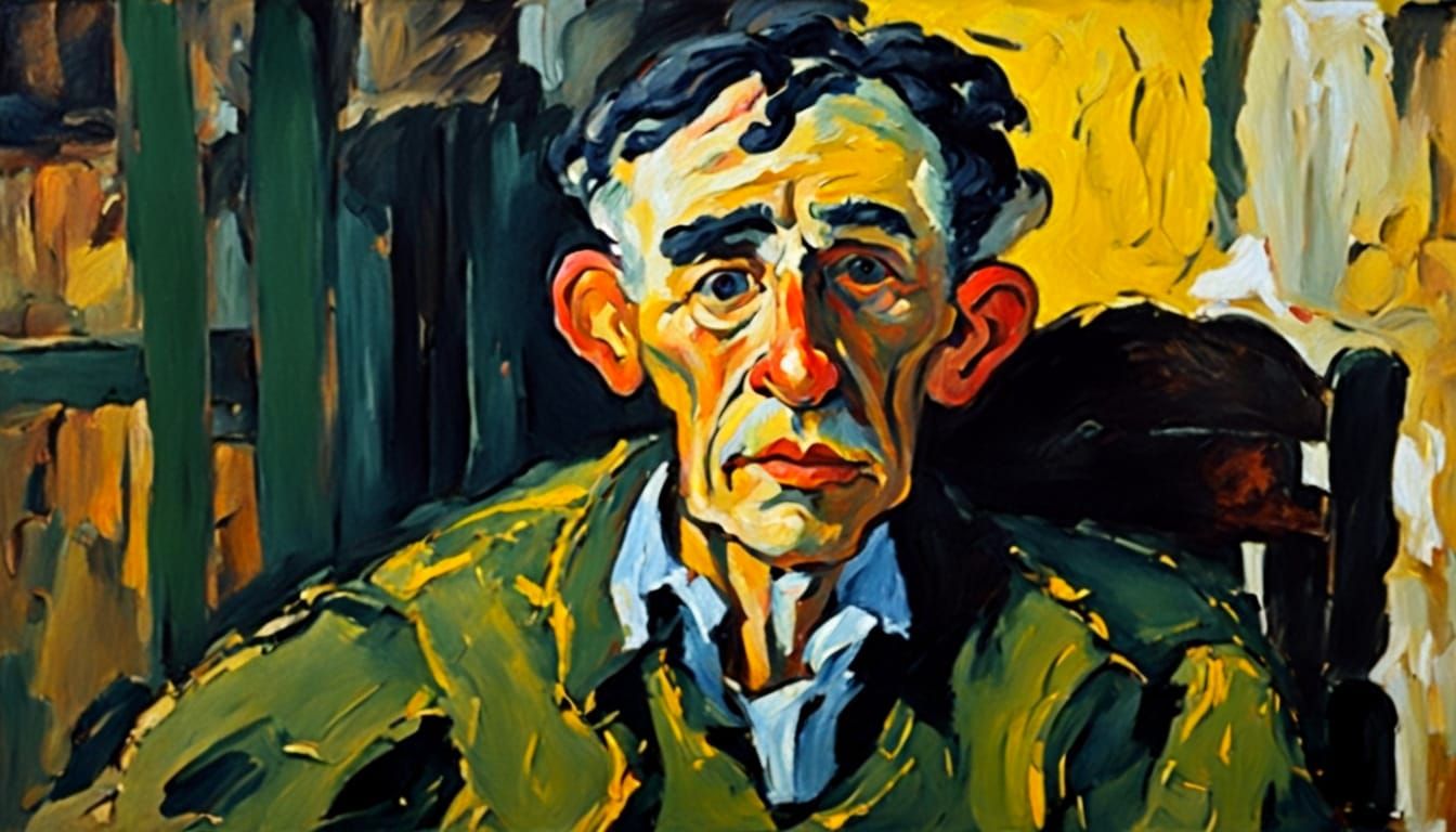 Gardener Resting: Impasto Oil Painting with Bold Brushstroke...