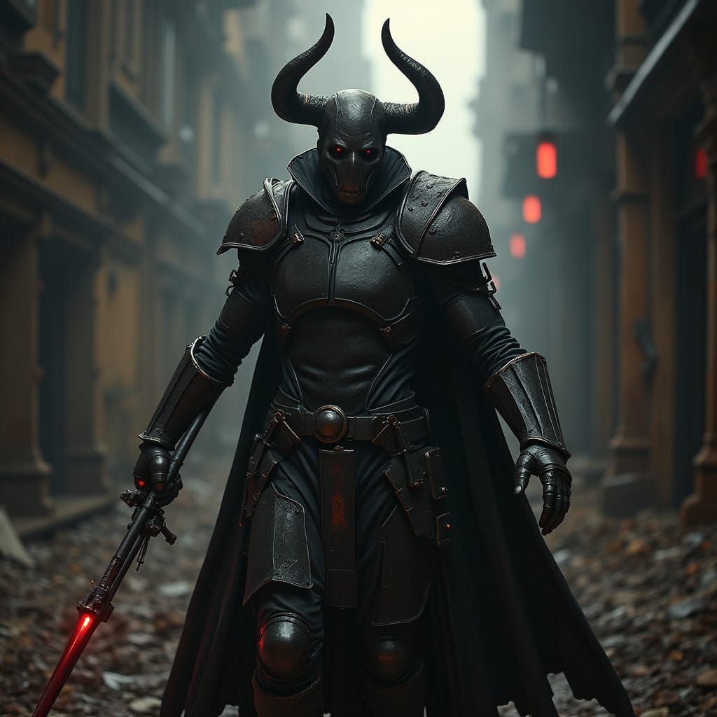 Grimdark World in Dimly Lit Industrial Landscape