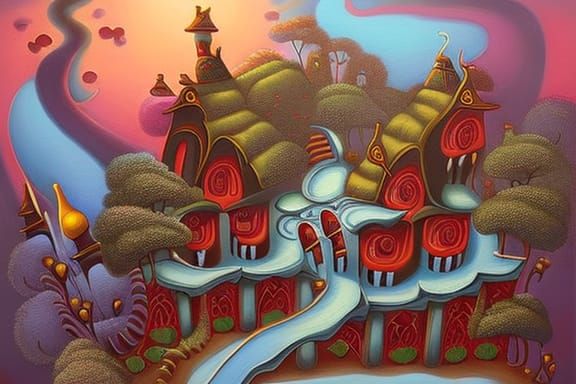 Enchanted Fairytale Village with Candy Castle
