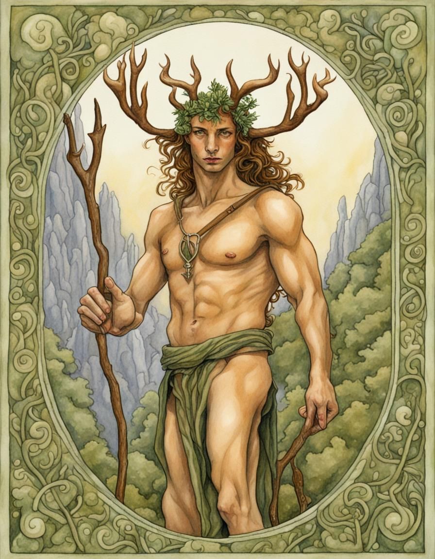 Cernunnos at Imbolc in Comic Book Style