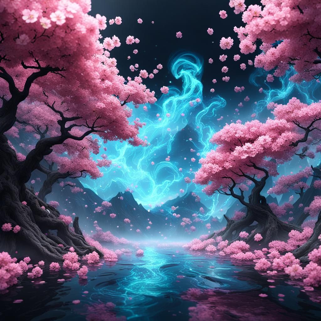 Gaia's Cherry Blossom Valley. Gaia, Goddess of Earth. Homage 1/4: Final Fantasy Spirits Within.