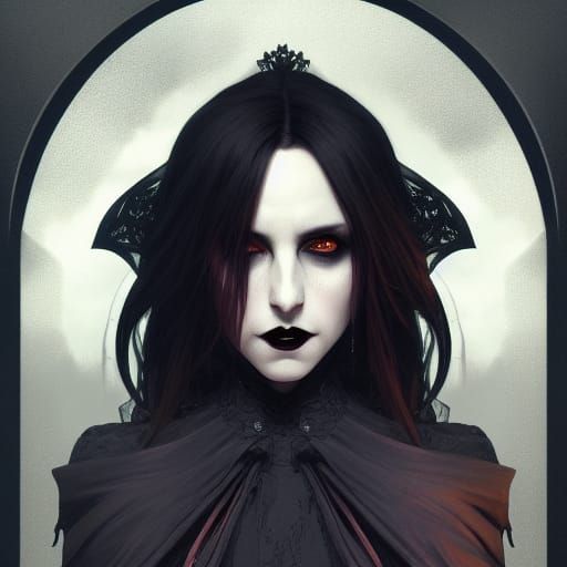 Gothic Vampire Portrait in Hyperdetailed Style
