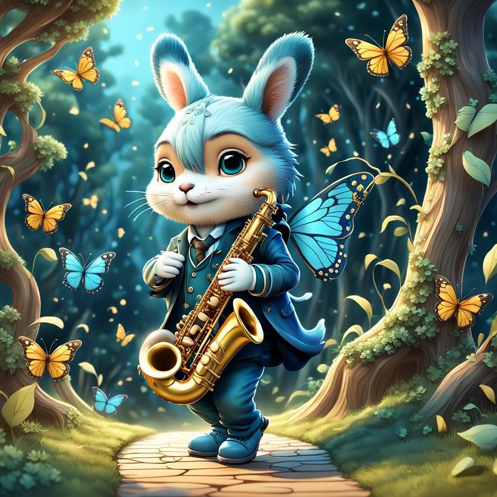 Chibi-Alto Saxophone Bunnyfly by Madam Lu '24