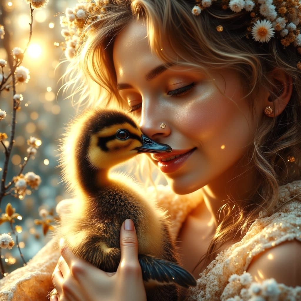 Dreamy Flemish-Inspired Masterpiece of a Woman and Striped D...