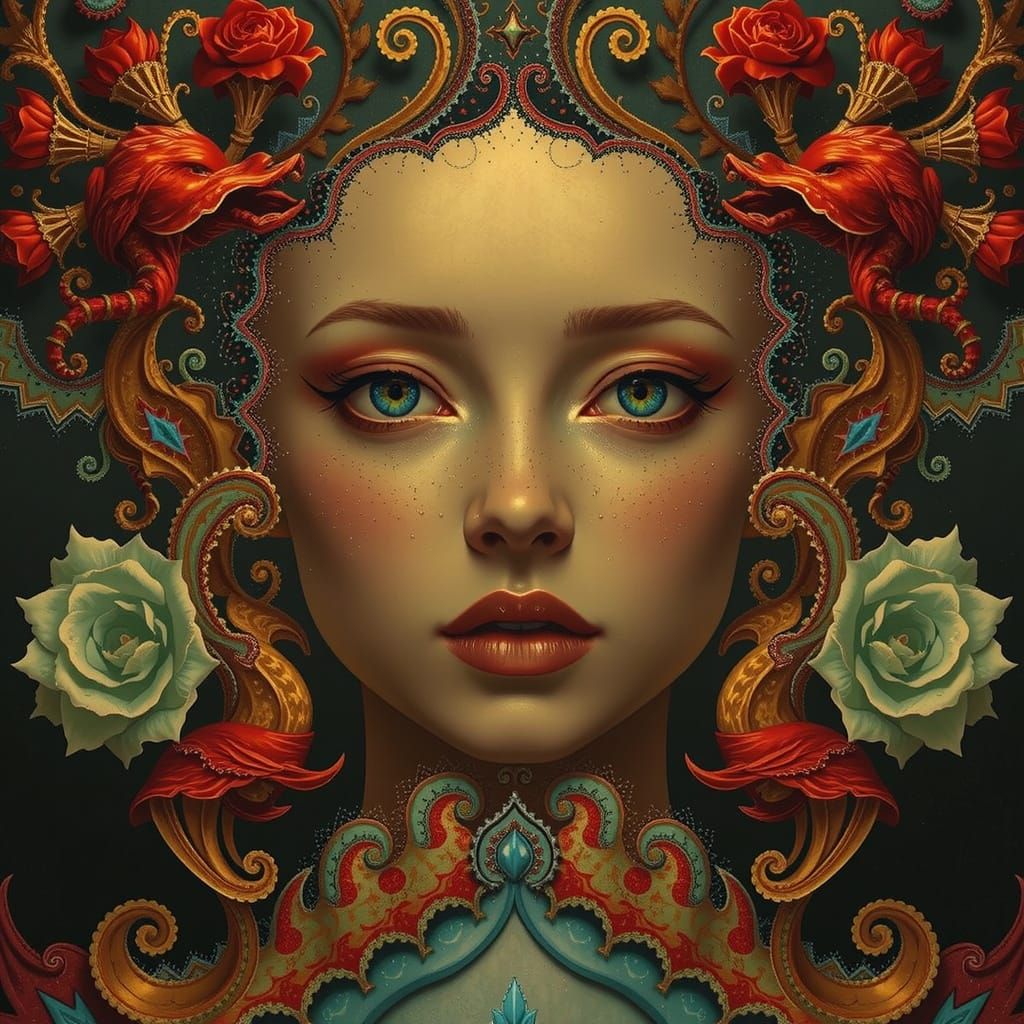 Abstract Swirls of Red Hues in a Twisted Form