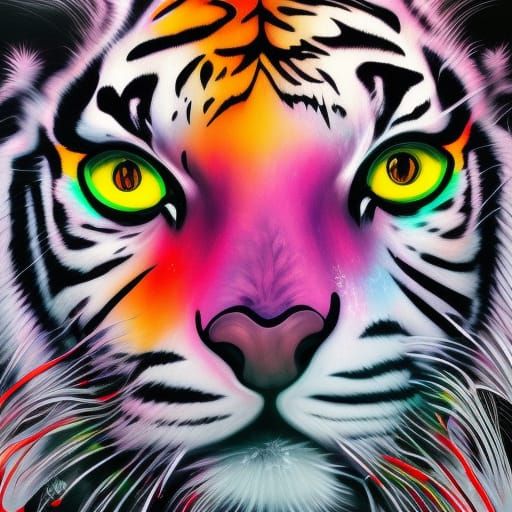 White Tiger and Ball Lightning Graffiti Art