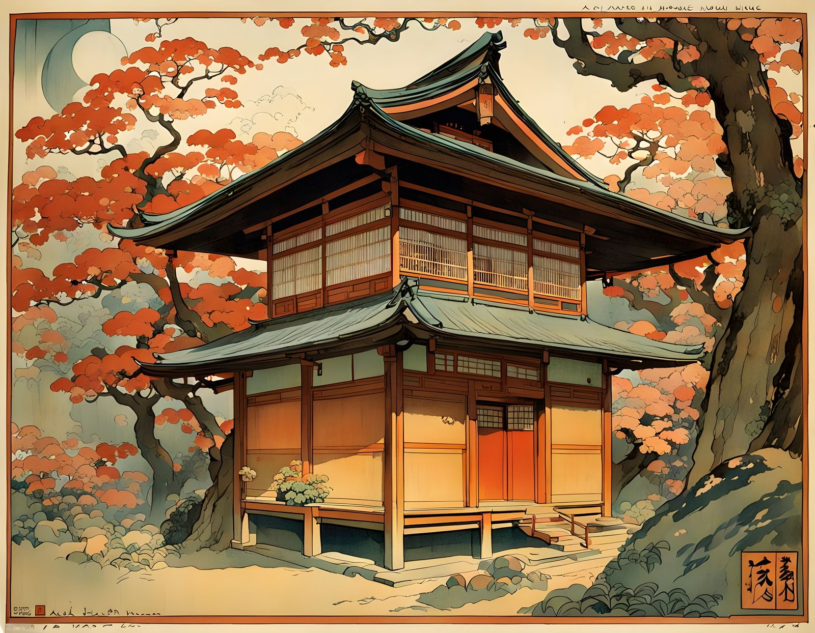 Traditional Japanese Home in Art Nouveau Style