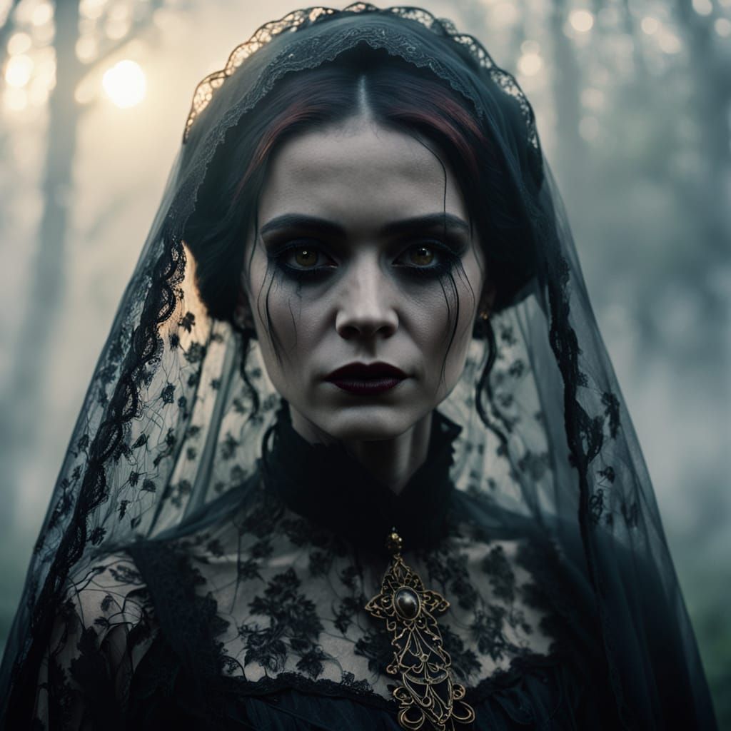 Gothic Victorian Woman Emerging from Mist