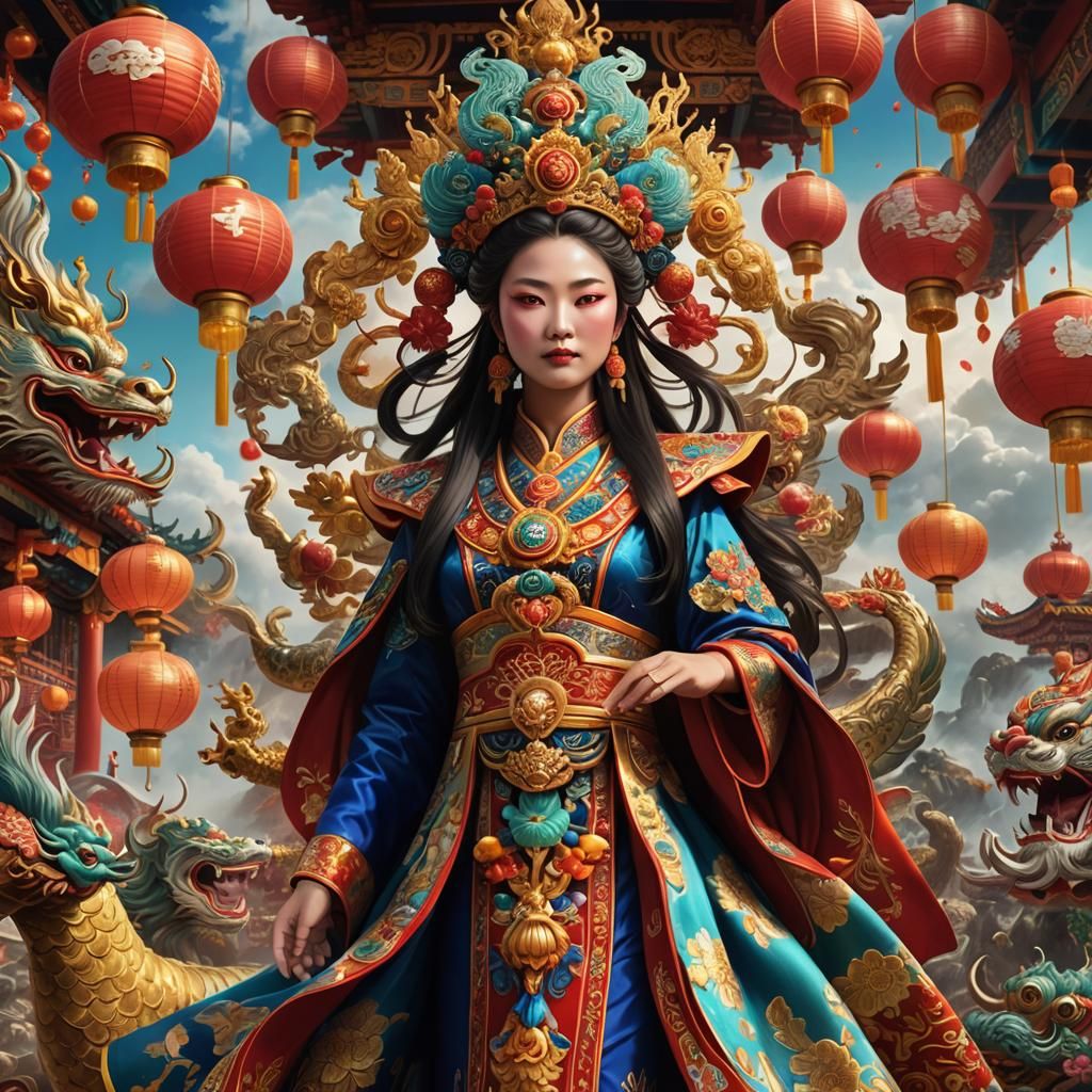 Mazu: Taiwanese Sea Goddess in Vivid Digital Art