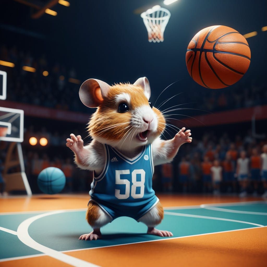 Fantastical Hamster Basks in the Spotlight of a Vibrant Bask...