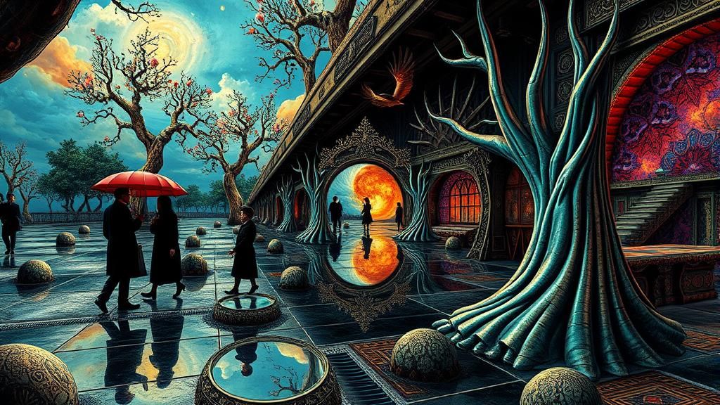 Surreal Symmetrical Portrait in Fantasy Horror Style