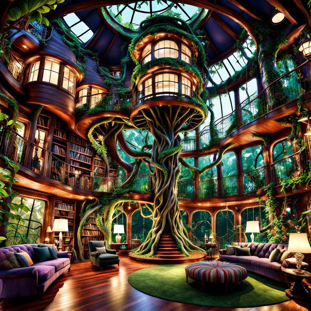 Interior of a Rainforest Treehouse