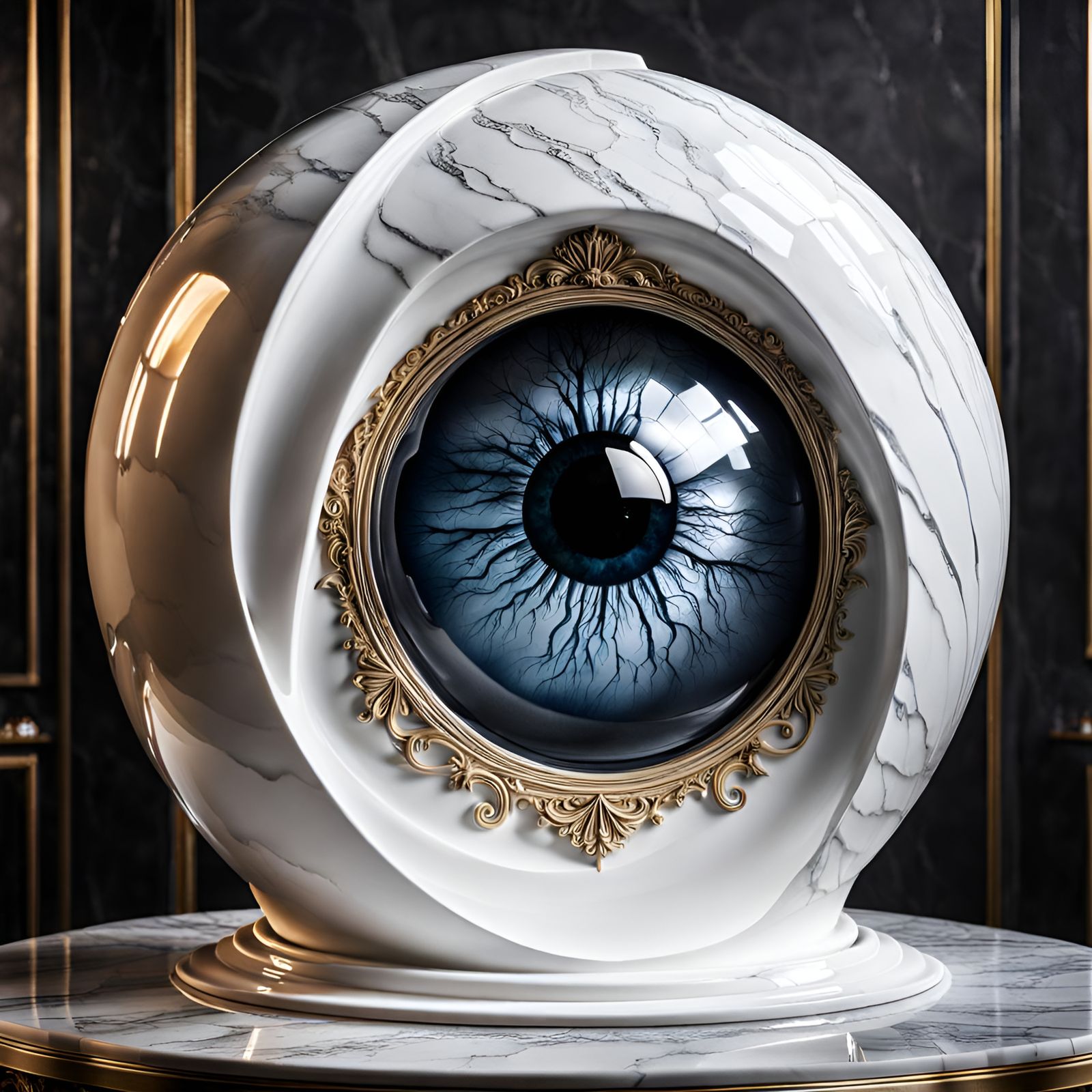 Giant Eyeball Fountain: Dark Art in Marble