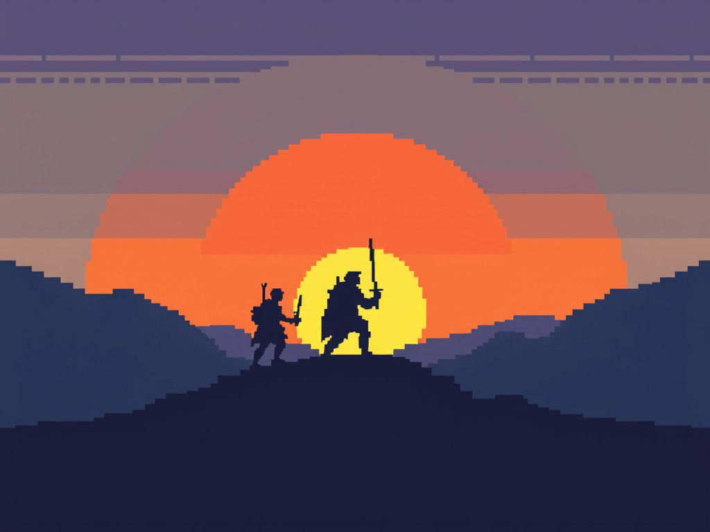 Tatooine Sunrise Pixel Art in 16-bit SNES Style