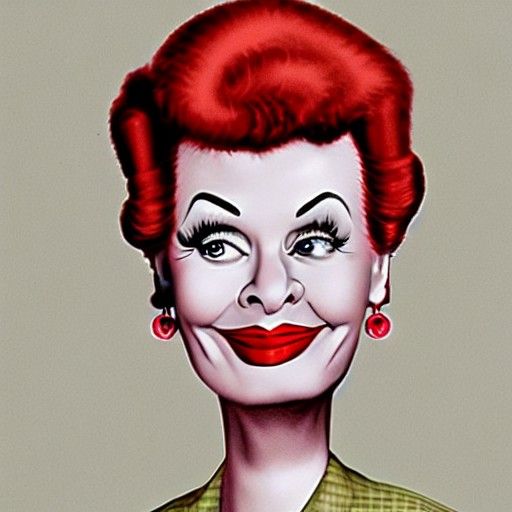 Airbrushed Caricature of Lucille Ball in Color