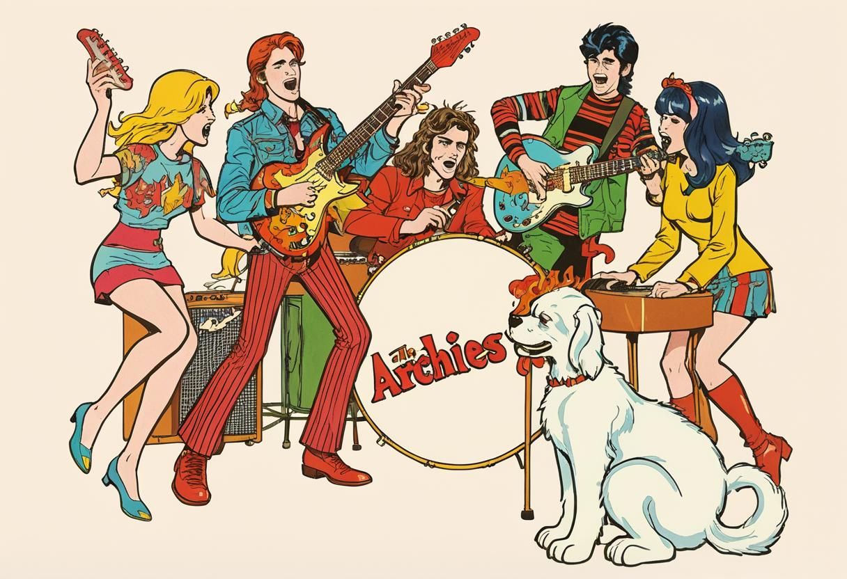 The Archies as Metal Rock Stars in Pop Art Style