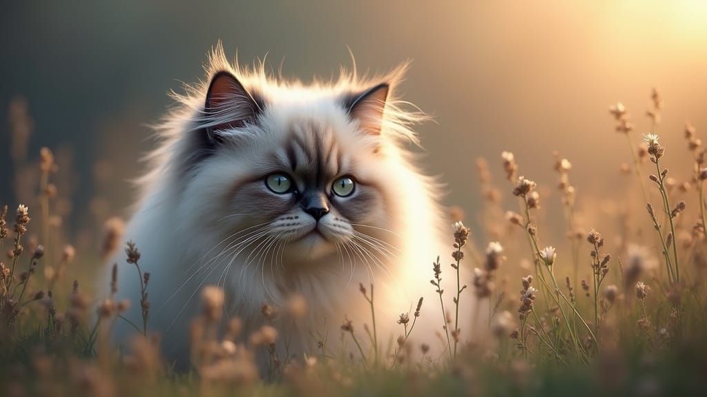 Hyperrealist Ragdoll Cat Art for Modern Wallpaper