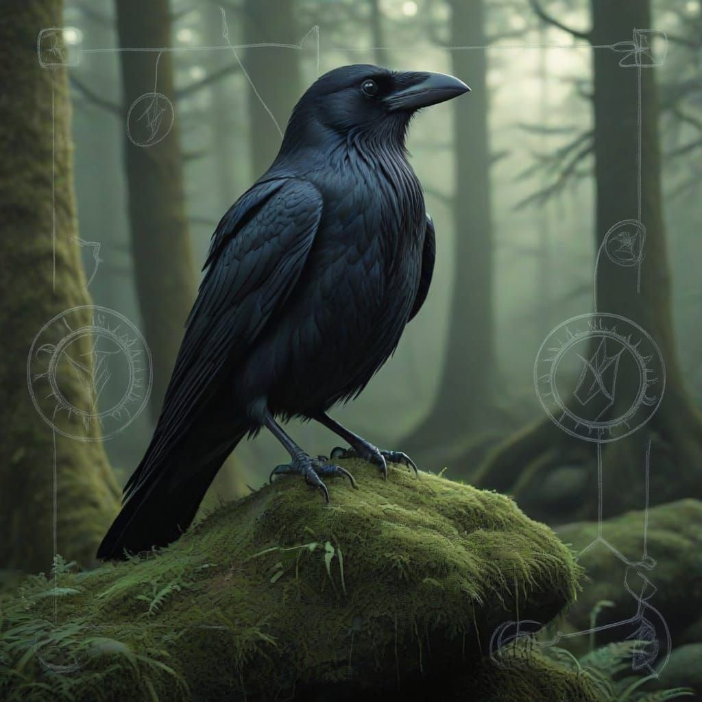Celtic Myth Raven in Druidic Style
