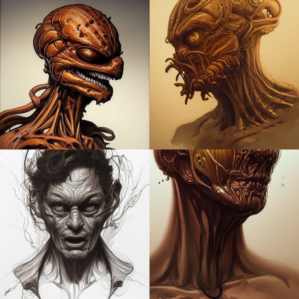 Creepy Insectoid Garfield Ink Drawing in Hyperrealism