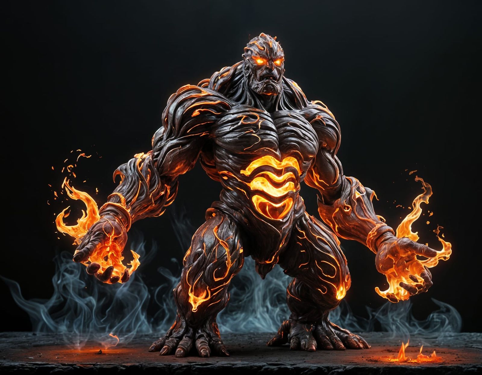 Epic Fire Golem in Fantasycore Art Style