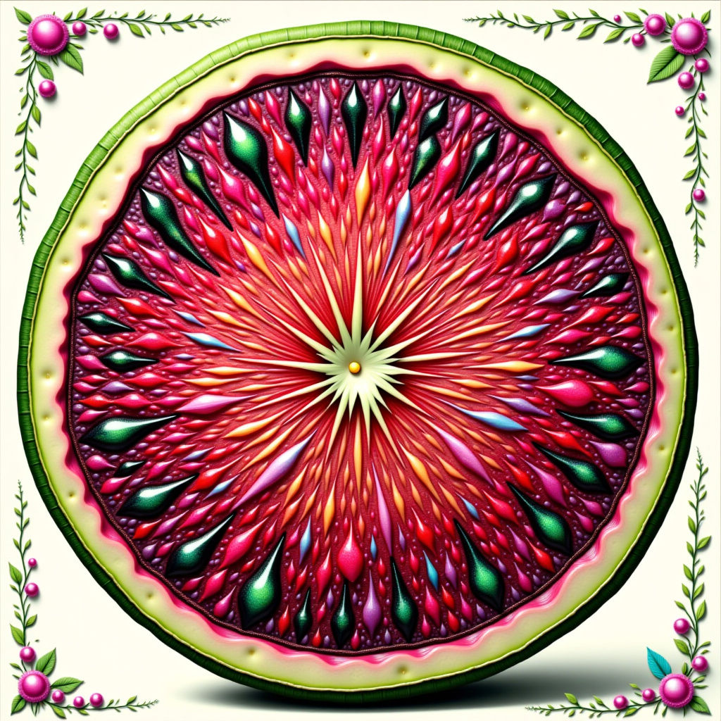 Gem Watermelon in Art Nouveau Style