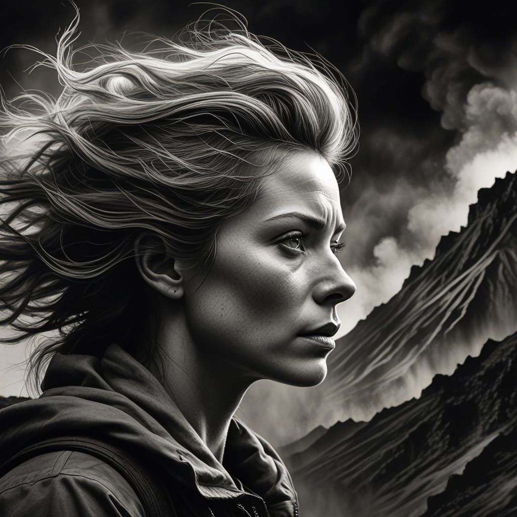 Dramatic Charcoal Drawing of Mount Etna Cloud Formation