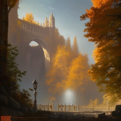 High Gothic Elven Realm with Golden Aspen Trees