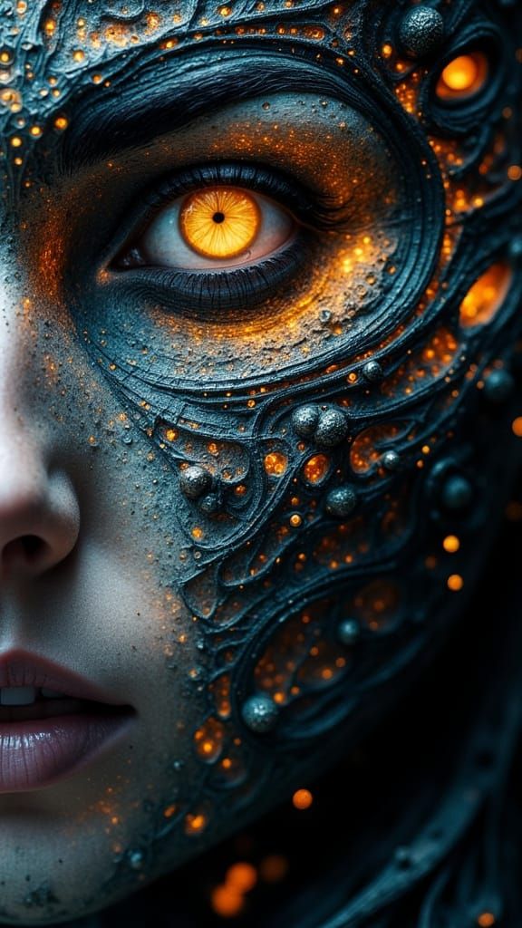 Hyper-Realistic Face with Cinematic Atmosphere