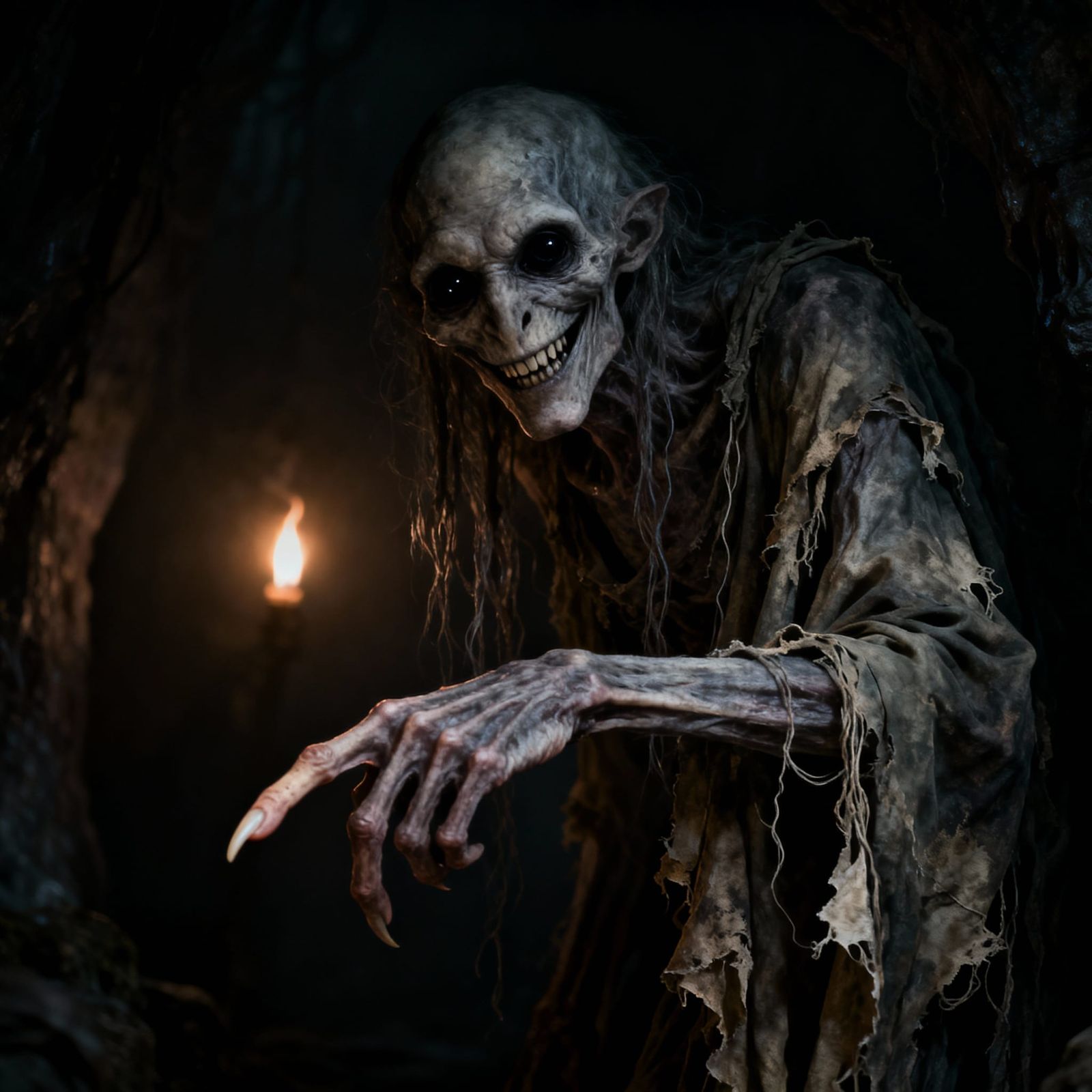 Horror Wraith Emerges in Surreal Dark Fantasy Scene