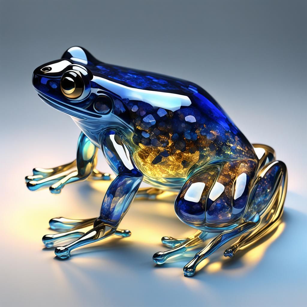Sapphire Frog in Vibrant Fantasy Style