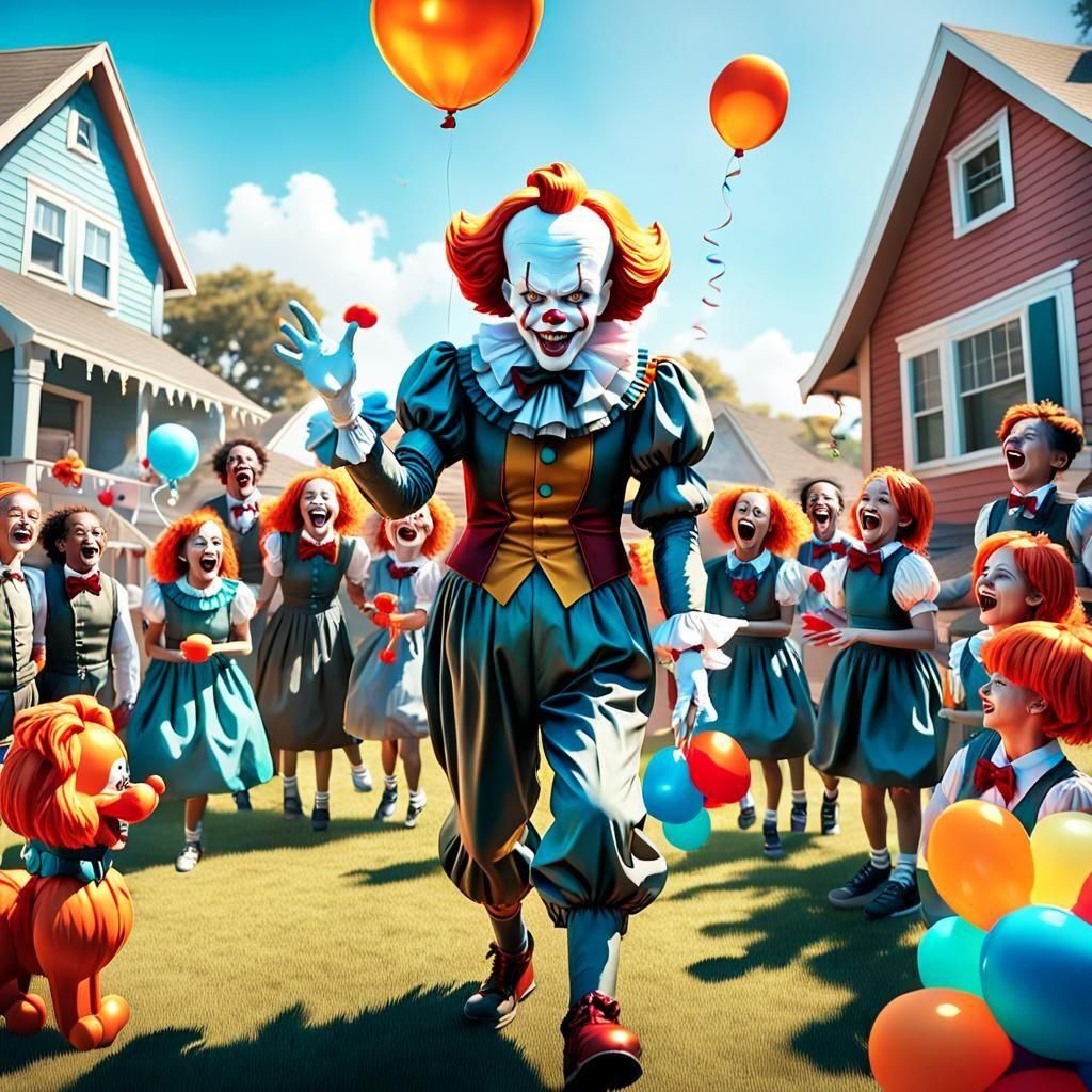 Pennywise as Birthday Clown in Fantasy Art Style