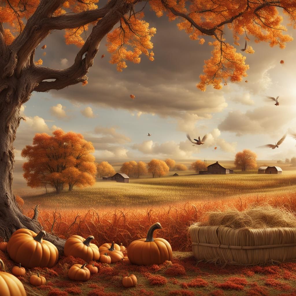 Detailed Matte Painting of a Fall Harvest
