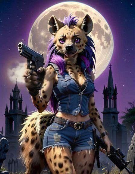 Gothic Gunslinger in Furry Art Style