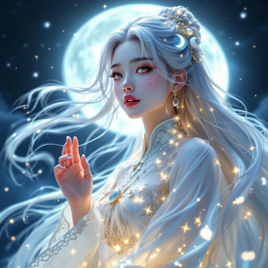 Luminous Moon Goddess in Anime Style