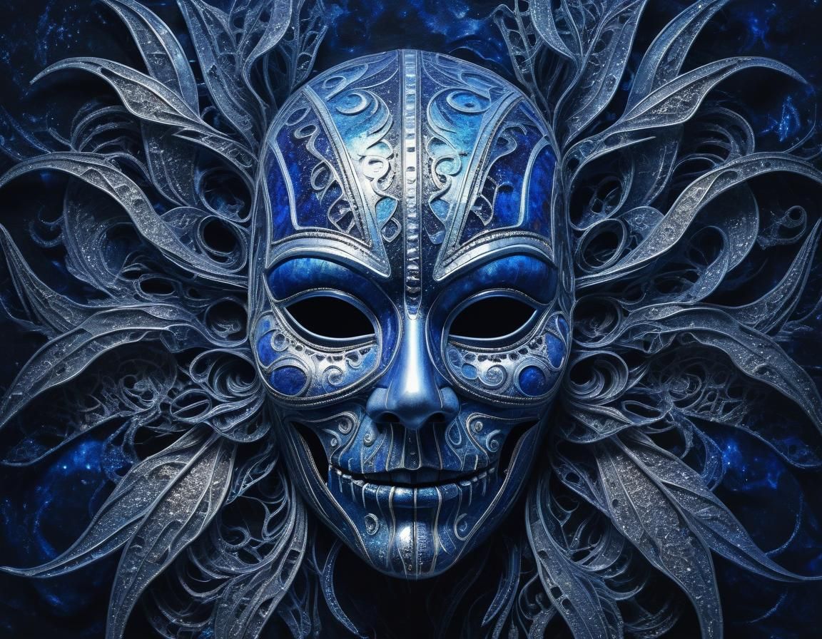 Ethereal Glowing Halloween Mask in Surreal Abstract Style