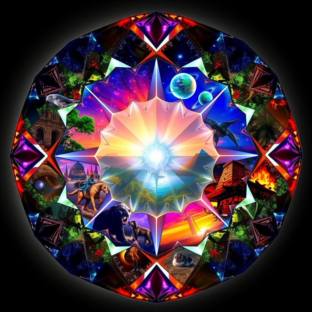 Luminous Diamond with Kaleidoscopic Reflections