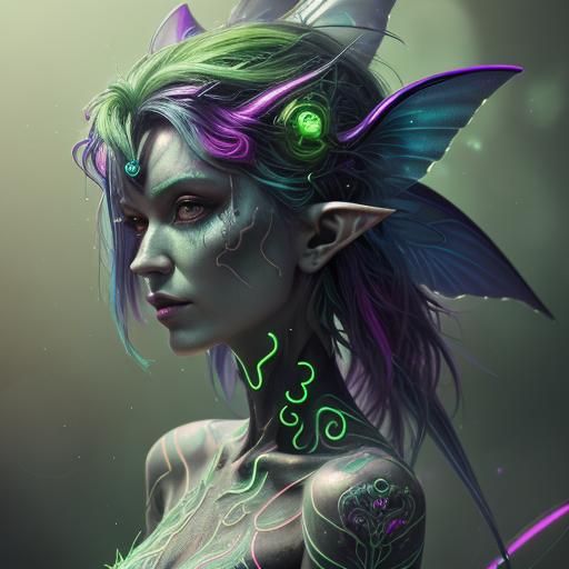 Neon Cyber-Faerie in Surrealist Photo-Collage