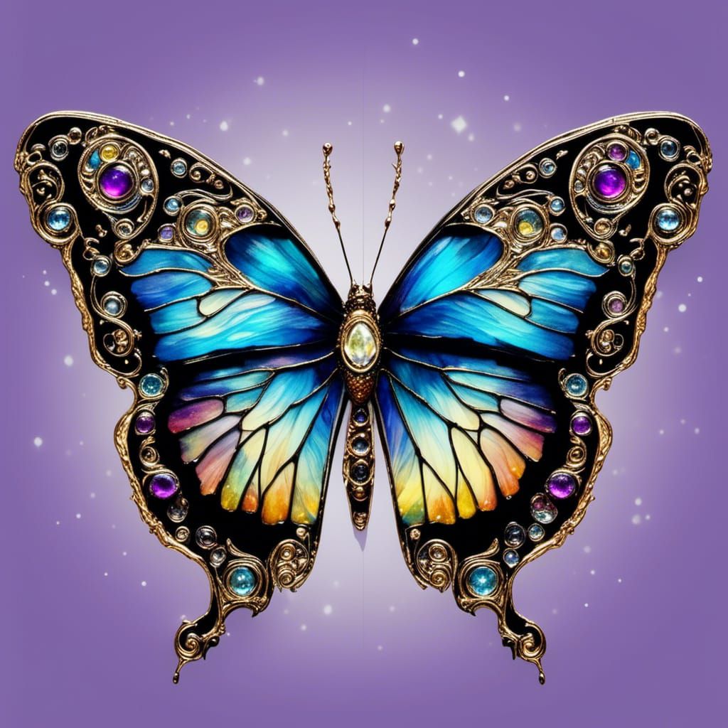 Jewel-Toned Butterfly Stares: Cosmic Surrealism
