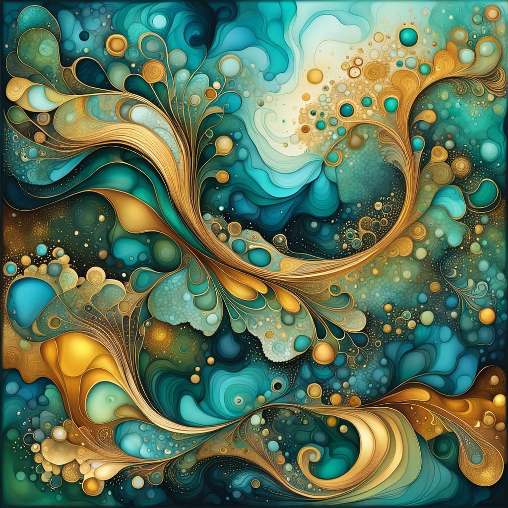 Abstract Art with Alcohol Inks and Gold Accents