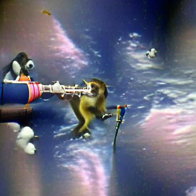 Monkey Astronaut Plays Clarinet in Space