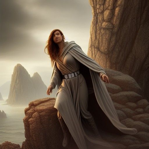 Hyper Detailed Jedi Woman in Rocky Landscape